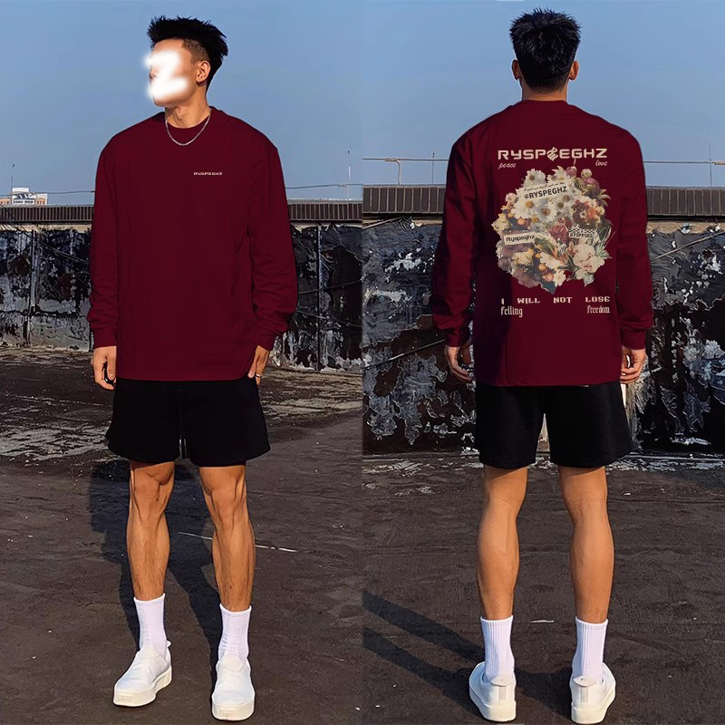 美式重磅纯棉长袖t恤男春秋