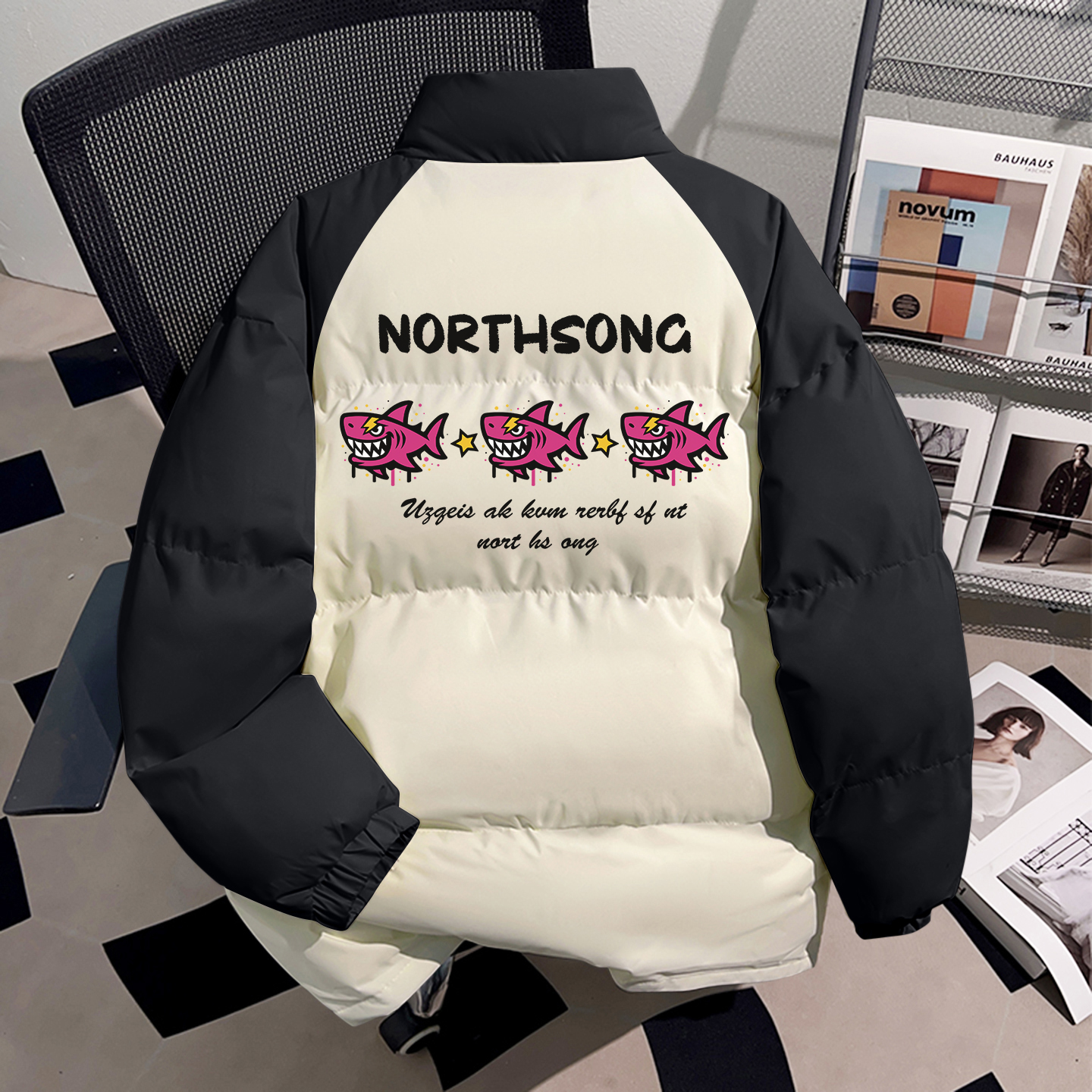 90白鸭绒拼接撞色羽绒服男女款