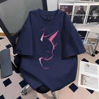 真维斯美式潮牌趣味小猫纯棉t恤