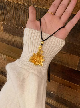 古法传承黄金包银菩提莲花吊坠荷花两世欢女士项链平安吊坠送女友