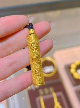 古法金包银十二生肖观音菩萨黄色项链男女士守护随身佛吊坠送女友