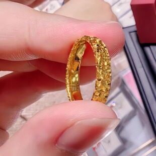 古法金包银碎冰冰戒指女碎金子满天星情侣时尚对戒指环礼物送女友