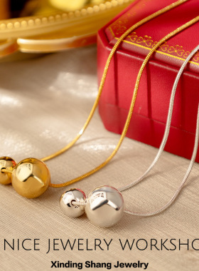 设计师气质金银大小圆球项链高级感两戴式吊坠长款秋冬轻奢毛衣链