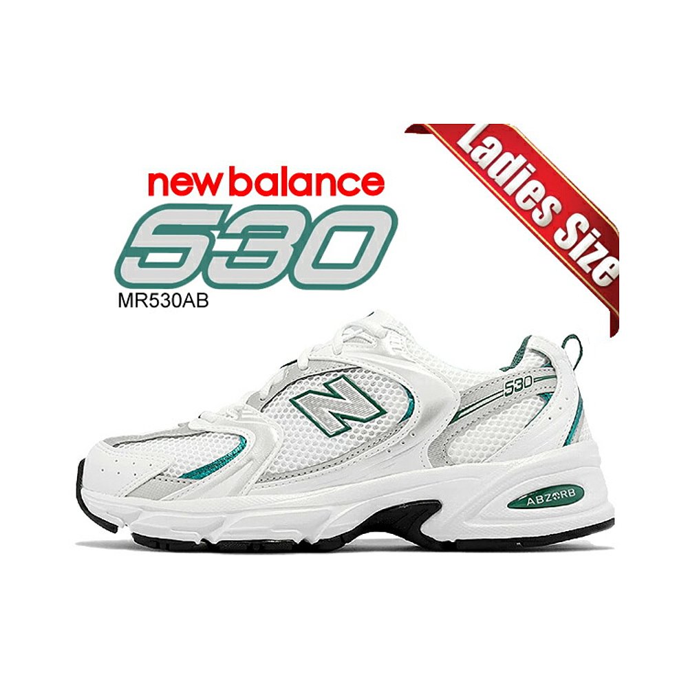 日本直邮NEW BALANCE MR530AB width D WHITE GREEN女士运动鞋白