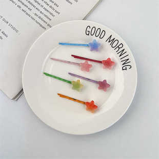 彩虹软糖渐变色爱心星星发夹一字夹少女心发饰套装可爱刘海夹边夹