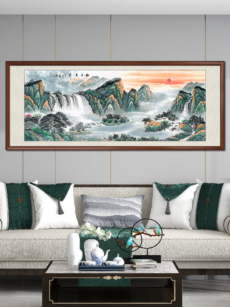 五岳打国画山水画客厅挂画泰山日出办公室装饰画是山无水背画