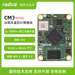瑞莎 Radxa CM3 RK3566 四核CPU 计算模块 核心板 树莓派CM4替代