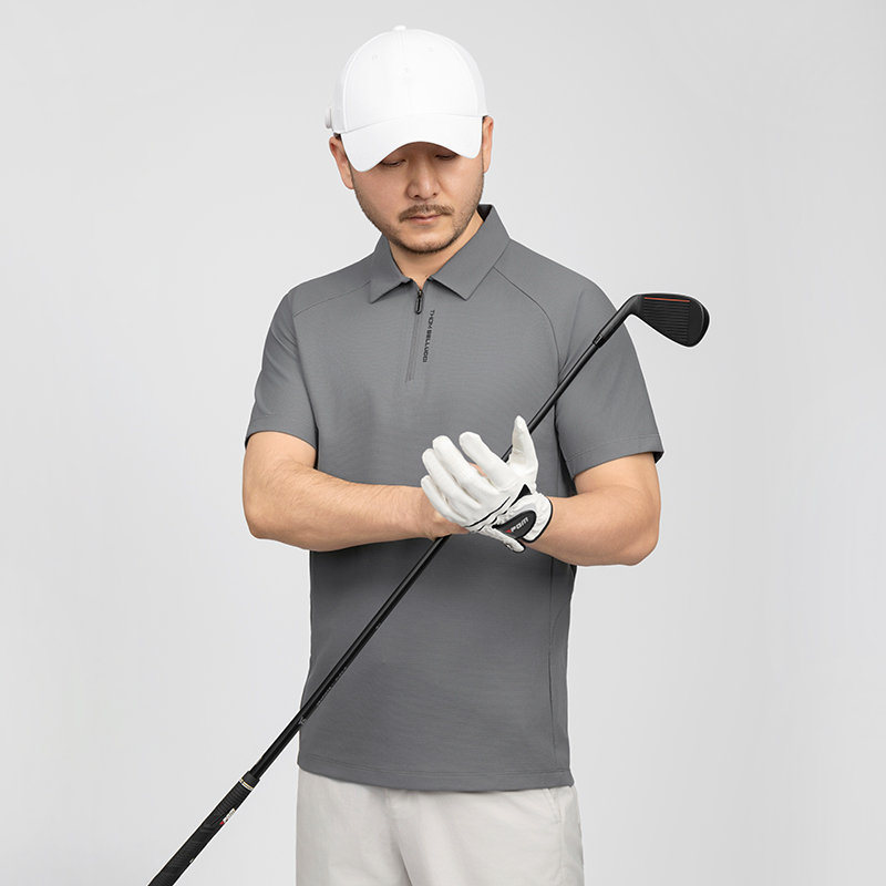 polo衫男夏季新款休闲翻领半开拉链插肩设计短袖polo衫 GT55