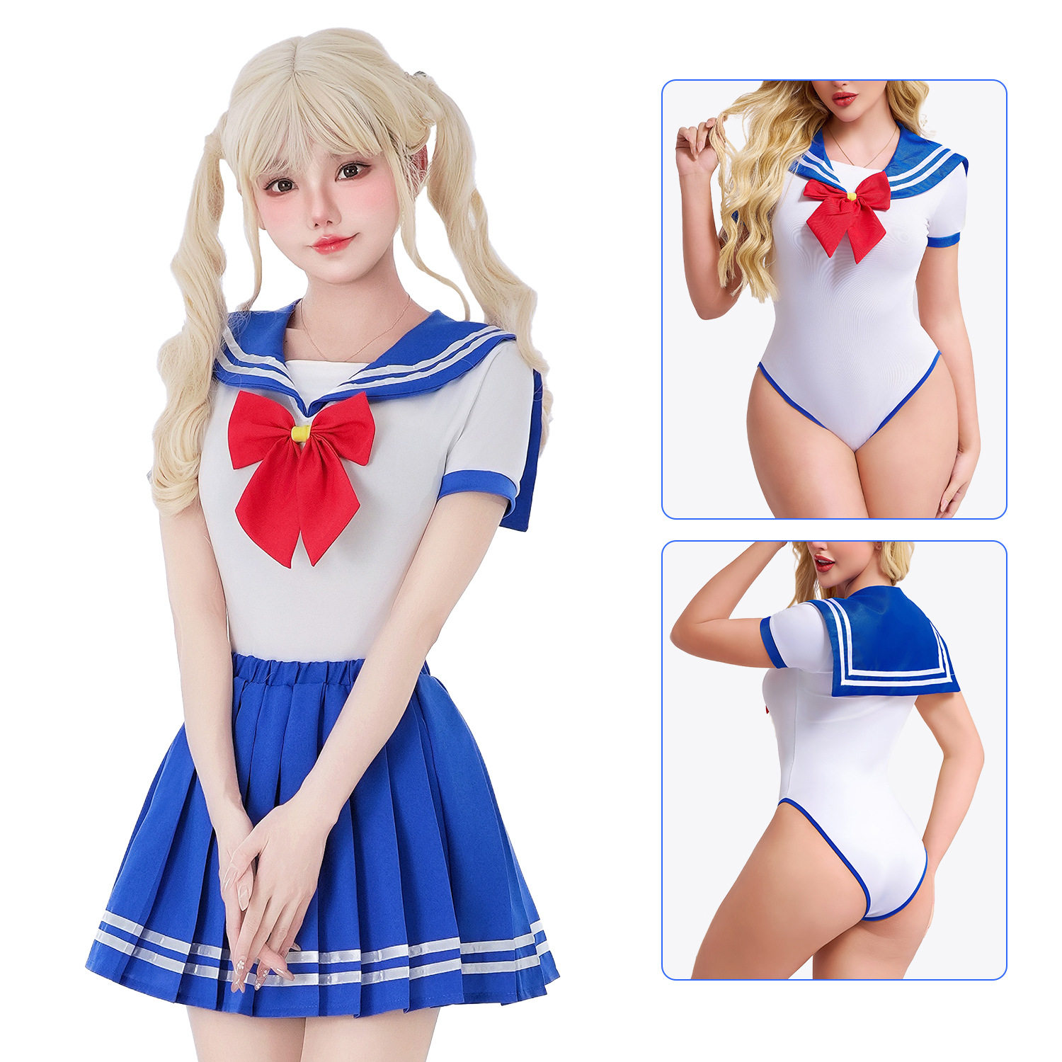 日本性感辣妹连体衣半裙美战士cosplay表演服cos学生水手服