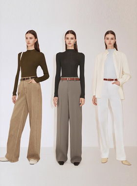 【100%德国扬子纱】OVV春秋热卖女无缝坑条经典半高领长袖针织衫