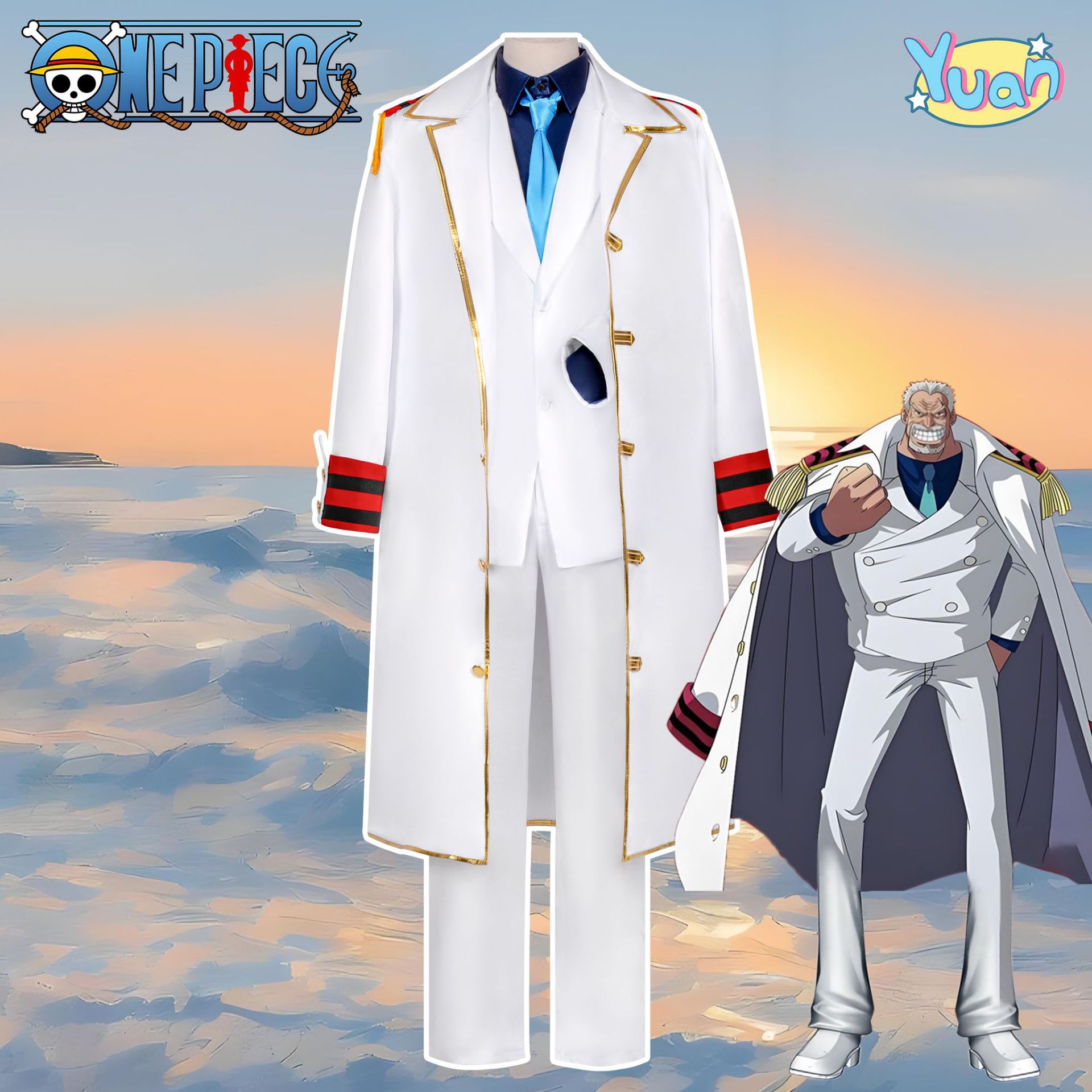 航海海贼cos服海军本部中将蒙奇卡普路飞爷爷cosplay服装二次元