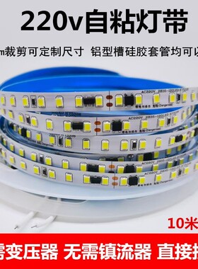 灯带自粘220vled长条灯灯带客厅顶灯灯带蓝色灯带三色变光led灯带