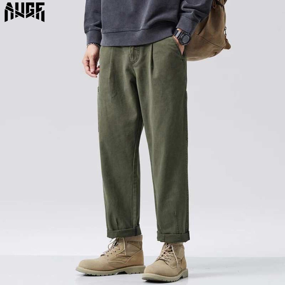 潮牌简约宽松军绿工装裤薄款夏季