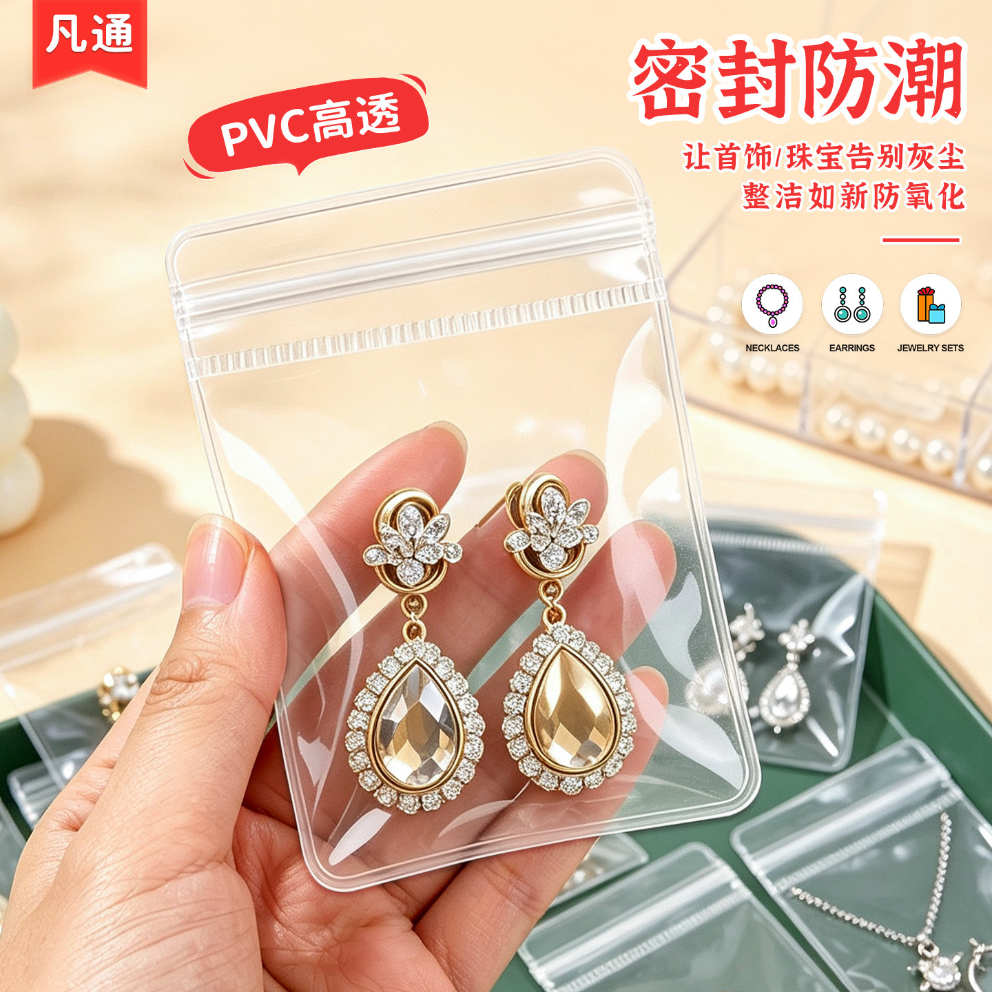 黄金首饰密封袋防氧化透明PVC自封袋文玩饰品收纳袋珠宝发饰包装
