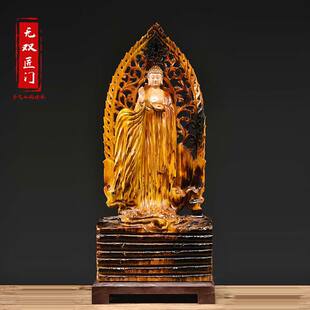 香樟木雕释迦牟尼佛像菩萨摆件根雕家居客厅玄关红木招财工艺品