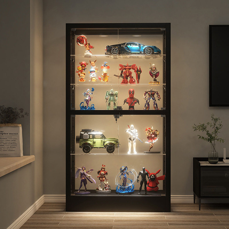 双门手办乐高展示柜带灯玩具收纳柜家用透明玻璃陈列柜模型