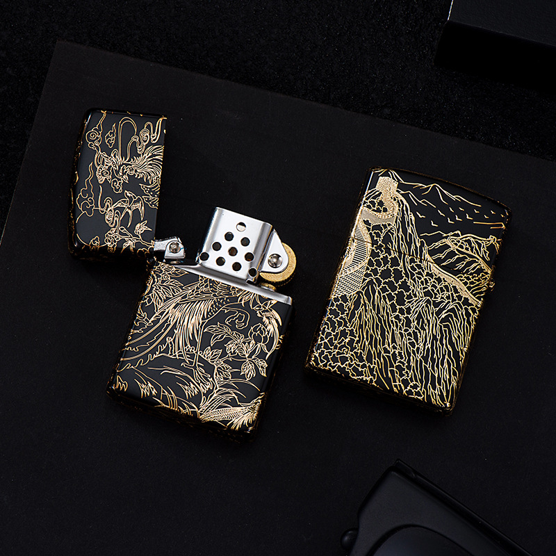 二代佐罗标Z2-1070銮金上河图纯铜精雕煤油打火机ZORRO佐罗火机