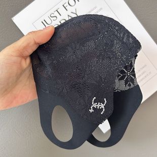 冰感防晒口罩UPF50+护眼角面罩防紫外线冰丝蕾丝立体夏季防护口罩