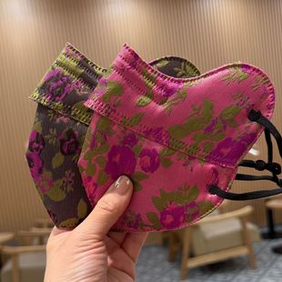 新款洋气高级宫廷刺绣提花风秋冬防风口罩双层保暖女神立体口罩