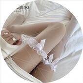 性感超薄黑丝袜高筒情趣开档过膝长筒女白色黑色半截纯欲蕾丝网