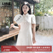 短袖 LIME莱茵国风新中式 连衣裙白色春夏新款 收腰显瘦裙子