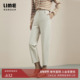 朗姿集团LIME莱茵秋冬高腰百搭萝卜裤 白色直筒显瘦九分女裤