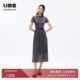新款 朗姿 LIME莱茵收腰散摆天丝亚麻混纺针织长裙优雅2026年夏季
