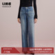 弹力显瘦长裤 25夏新款 冬直筒牛仔裤 朗姿集团LIME莱茵棉质复古蓝款