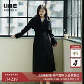 朗姿集团LIME莱茵双面呢山羊绒V领直筒长大衣夜幕黑法式 25冬新款