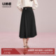 朗姿集团LIME莱茵高腰A字版 半裙利落压褶设计感小黑裙25秋新款
