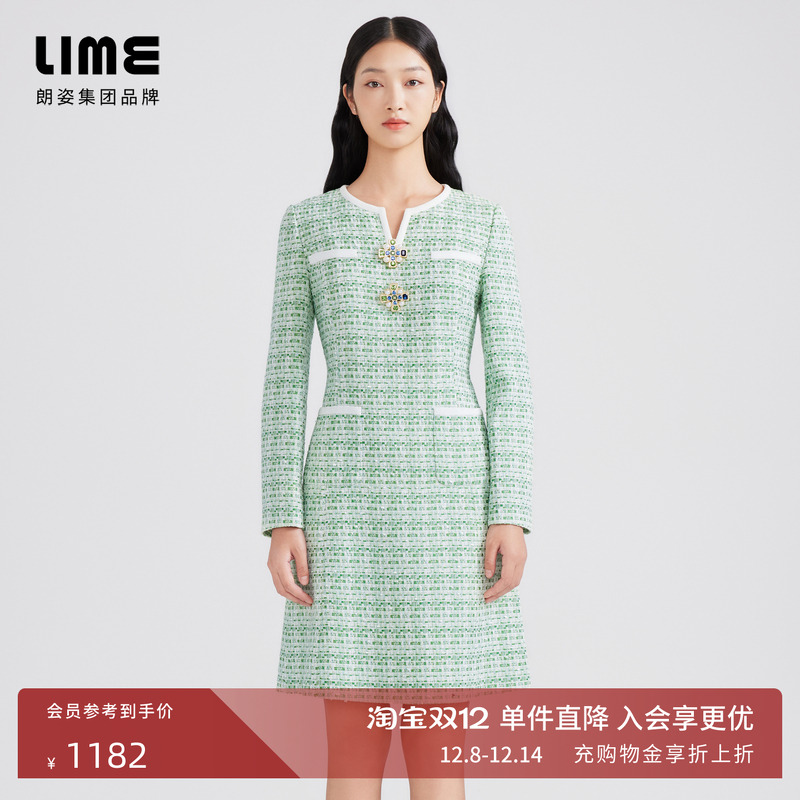 LIME莱茵粗花呢小香风连衣裙