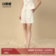 朗姿集团LIME莱茵高腰阔腿短裤 白色25夏OL风通勤职业显瘦女裤