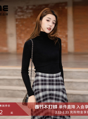 朗姿/LIME莱茵无缝一体100%山羊绒打底衫半高领高级感内搭针织衫