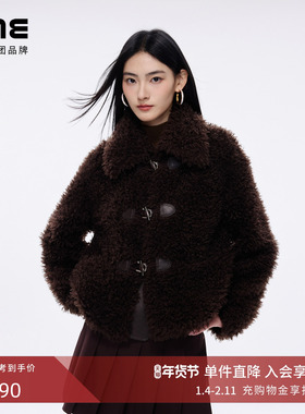 朗姿/LIME莱茵泰迪绒翻领宽松短大衣26年春新款落肩慵懒风短外套