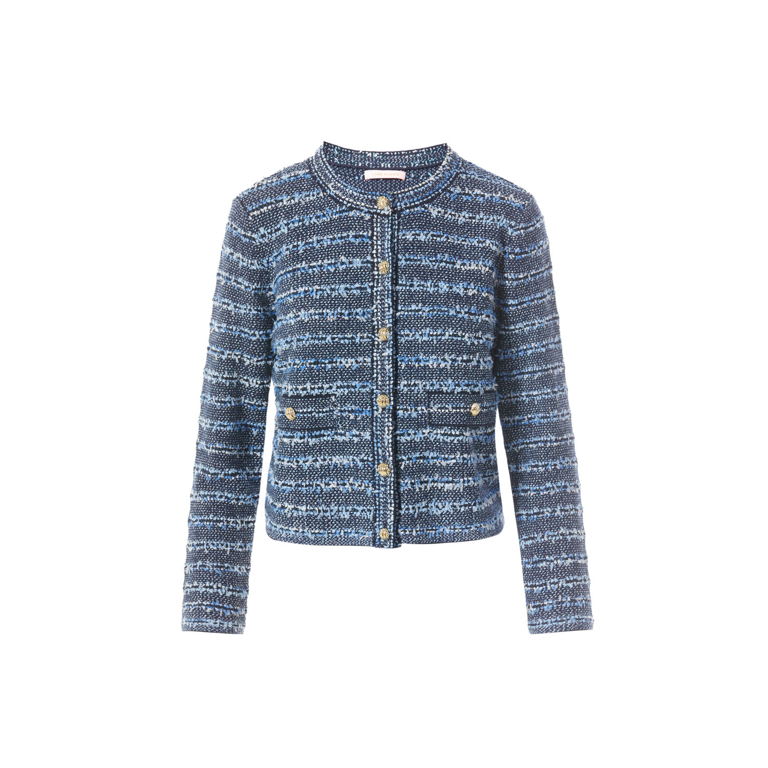 【七七酱直播间】LIME莱茵小香风针织开衫撞色线条上衣条纹毛衫