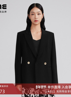 LIME莱茵年早春黑色法式职业通勤气质高级感高端外套时尚西装