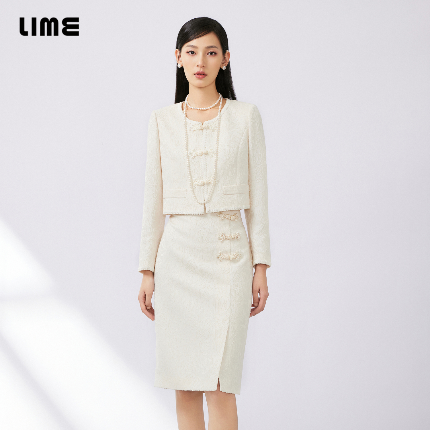LIME（服饰）【七七酱直播间】LIME莱茵重工新中式套装珍珠盘扣