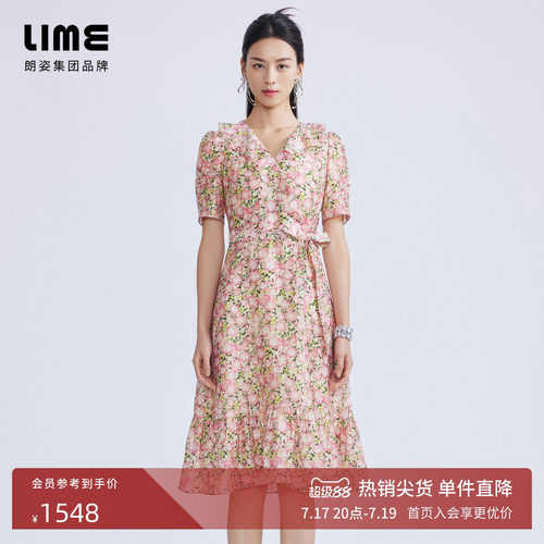 LIME莱茵复古碎花连衣裙