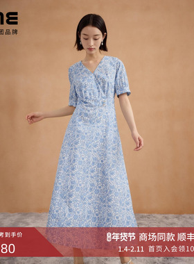 朗姿集团LIME莱茵连衣裙天蓝色休闲气质慵懒风日常通勤25年秋新款
