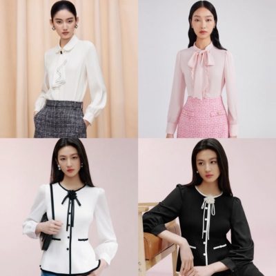 【七七酱直播间】LIME彼得潘领衬衫宽松仿真丝温柔法式气质减龄