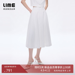 新款 LIME莱茵小香风菱格玫瑰提花高腰A字半裙通勤2026年夏季 朗姿