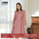LIME莱茵法式 饰气质减龄裙子 优雅轻奢小香风收腰连衣裙粉色钻扣装