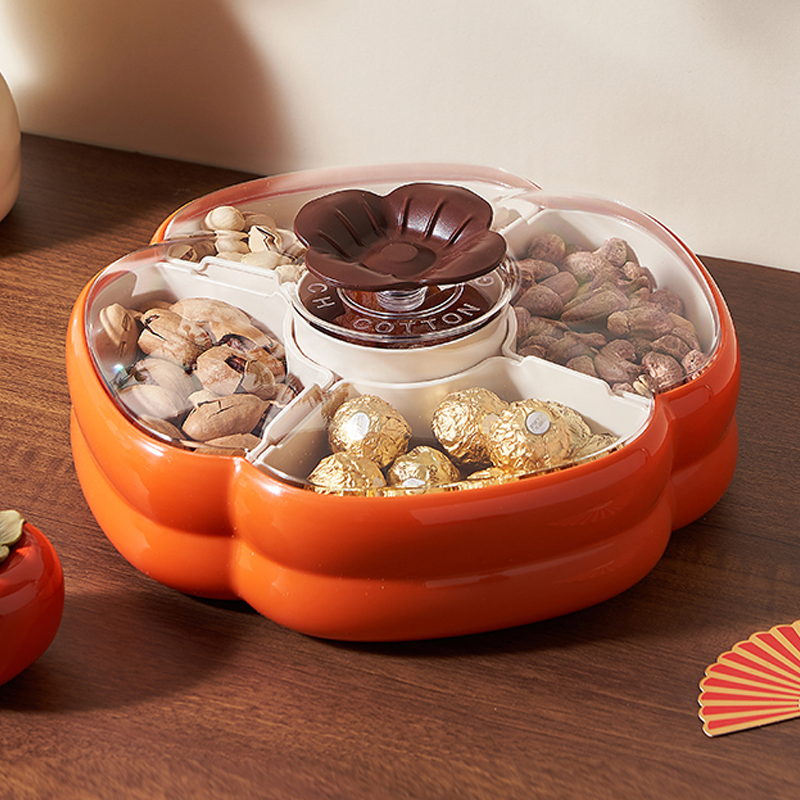 柿柿如意水果盘新年2026新款创意高颜值坚果盒家用客厅干果零食盘