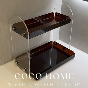 化妆品置物架卫生间浴室高级感收纳架中古轻奢风台面亚克力水杯架