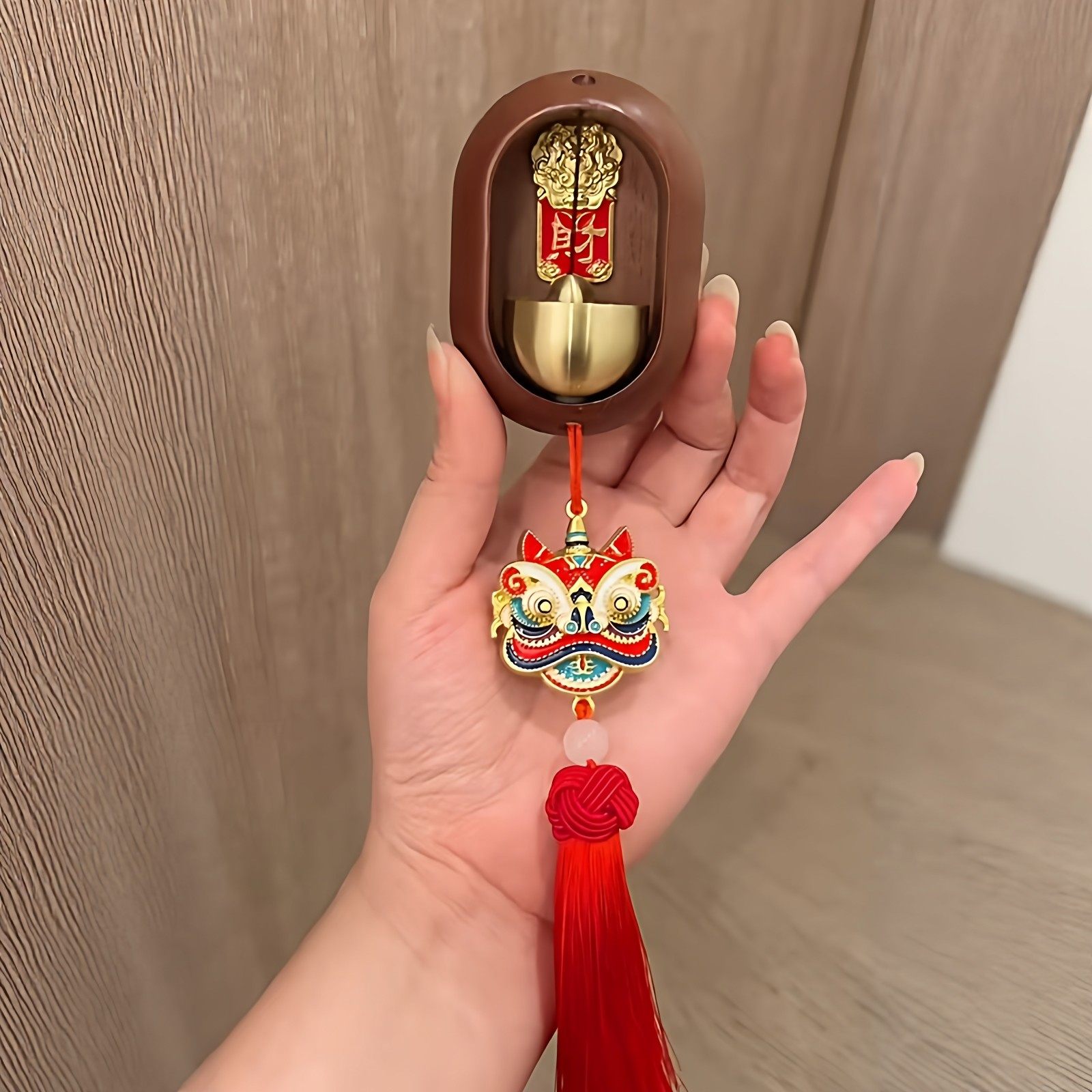 国风2026醒狮磁吸入户门铃中式招财实木铛新年春节装饰进门提醒铃,家居饰品,风铃及配件,淘宝优惠券,粉丝福利购,淘宝优惠卷