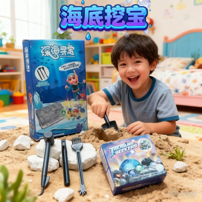 石膏盲盒儿童宝石考古挖掘玩具寻宝敲砸恐龙化石男女孩钻石挖宝藏