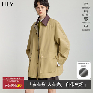 撞色翻领宽松休闲通勤外套女125360C3518 复古工装 LILY 丽丽春秋款