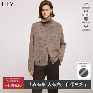 LILY丽丽冬新款 毛衣女125419TK939 羊毛混纺半高领加厚套头针织衫