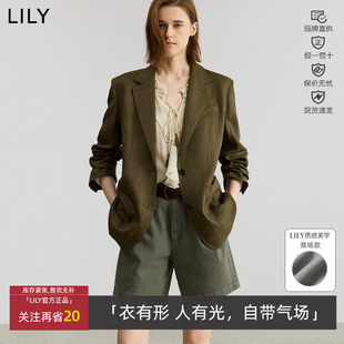 丽丽春秋款 LILY 女装 时尚 外套125320C2508 驳领西装 100%亚麻