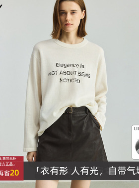 【100%羊毛】LILY春秋款女装复古字母印花打底针织衫125350TK749